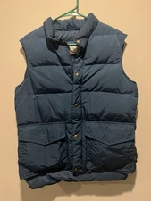 LL Bean Vintage Puffer Vest Goose Down 70s 80s Navy Blue Size Medium