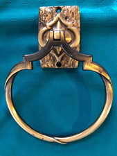 Brass towel ring holder wall mount 6" diameter 8" tall 12 pounds