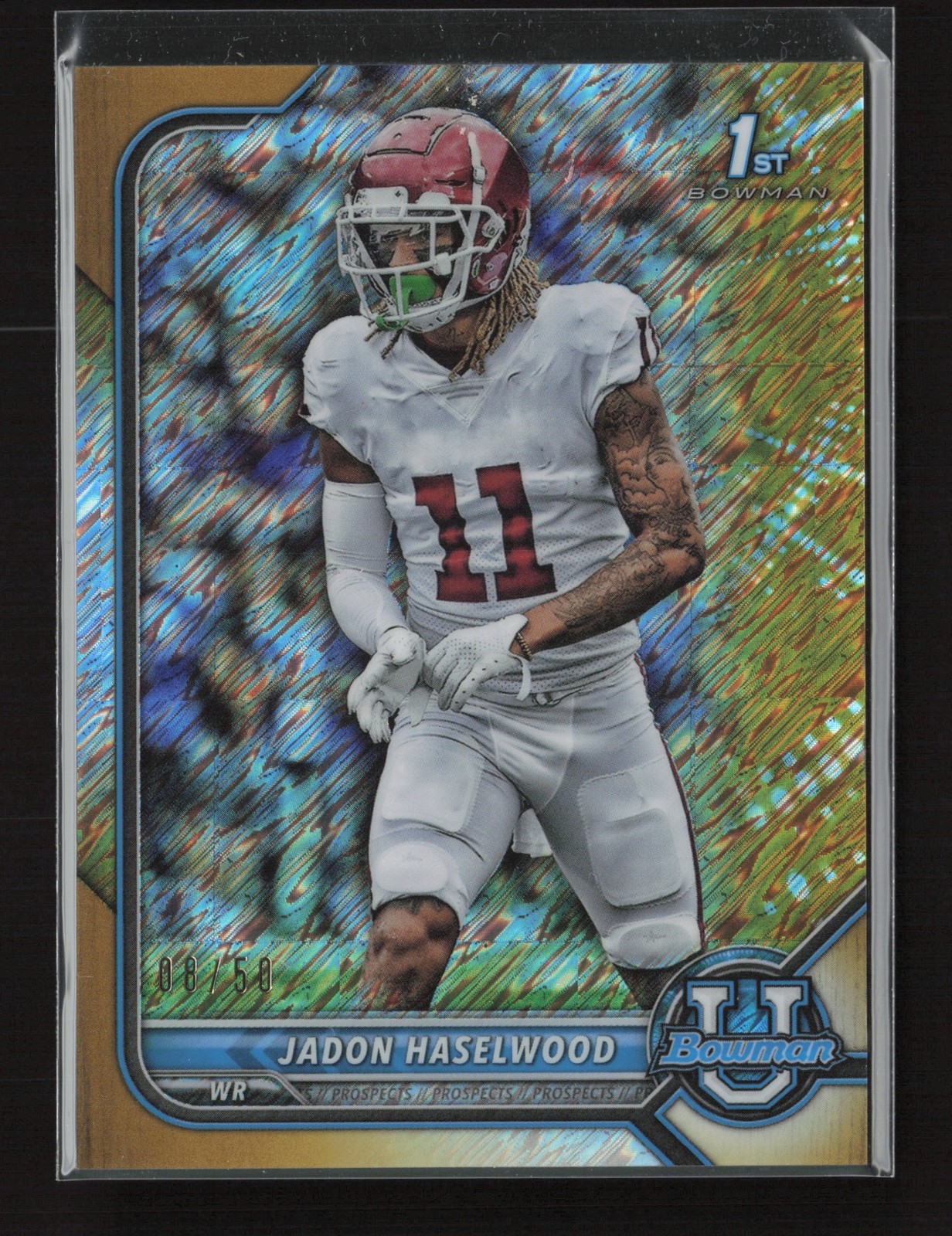 2021 Bowman U Jadon Haselwood Chrome Gold /50 Arkansas Razorbacks #23
