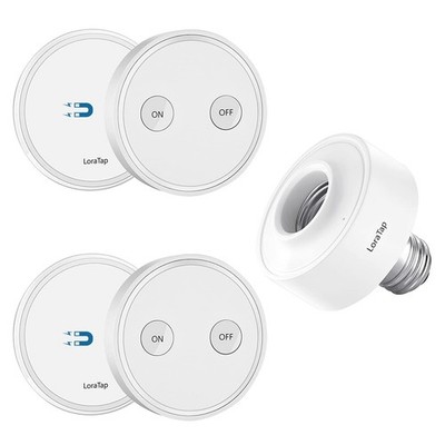 LoraTap Wireless Remote Control E26 Light Socket Adapter with 2 Remotes, 915M...