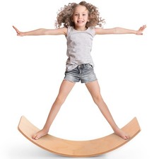 Play-Joy Natural Wood Balance Board for Kids Montessori Wobble Board Ages 3-8