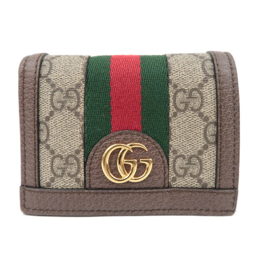 GUCCI Ophidia Sherry GG Supreme Wallet Beige Gold HDW 523155 Authentic