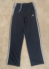 Adidas Mens Medium Black White 3-Stripe Track Pants Athletic Training Joggers