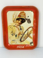 13" X 10-1/2" Decorative Metal Tray Drink Coca Cola Woman Driving Coke
