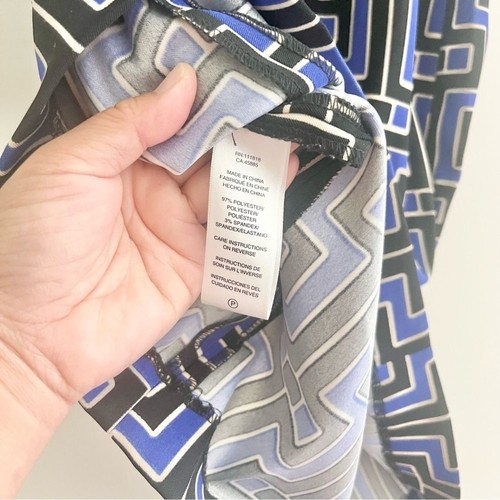 Michael by Michael Kors Geometric Design Sheath Dress Blue Black Peekaboo Slit 2 - Picture 8 of 8