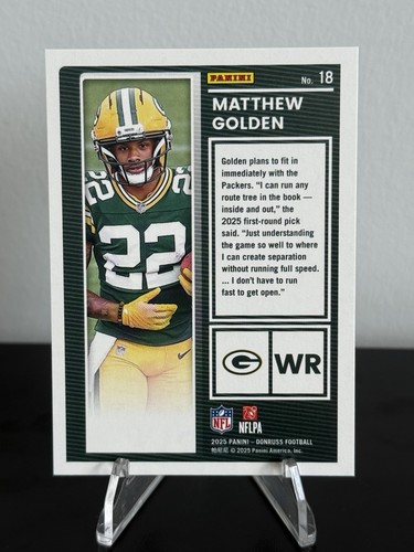 2025 Panini Donruss Matthew Golden The Rookies Green Bay Packers RC #18 - Bild 2 von 2
