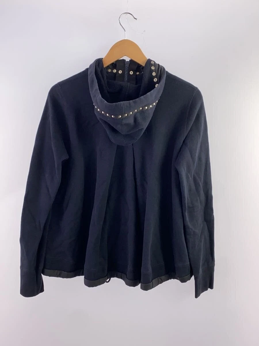 sacai felpa con cappuccio zip blu navy 2