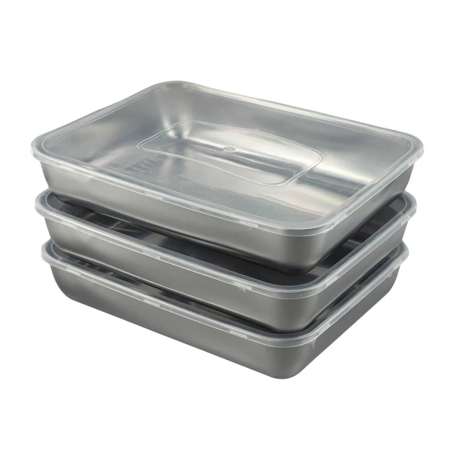 Elegant Stainless Steel Storage Tray Set for Kitchen Organization 3PCS