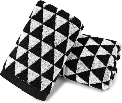 Black Hand Towels for Bathroom & Kitchen (Geometric Triangle), 2 Pack Cotton