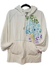 Disney Parks Authentic Tinker Bell Full Zip Hoodie White Multicolor XXL Women