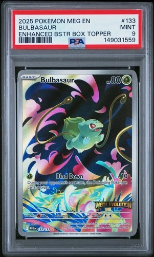 2025 POKEMON MEG EN-MEGA EVOLUTION ENHANCED BOOSTER BOX TOPPER BULBASAUR PSA 9