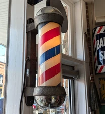 Very Nice Rare Original 1950s Koken Model 5162 Barber Pole - Turns & Lights