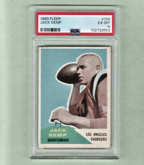 1960 Fleer Football Los Aneles Chargers Jack Kemp Rookie #124 Graded PSA6