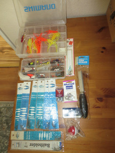 lotof fishing Tackle(hooks/ Organizer cases/reel spools/fishing items.see photos
