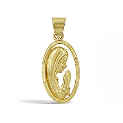14K Gelbgold Unsere Liebe Frau von Guadalupe Anhänger Jungfrau Maria betend oval Charm