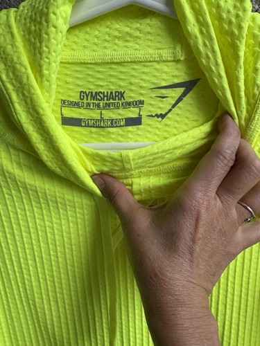 Gymshark Womens Seamless Fit Pullover Hoodie Neon Lime Lightweight Size L NWT - Picture 4 of 7