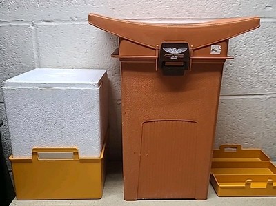 Vtg FENWICK Sports Seat Woodstream Tackle Box 15x12x8 Complete w/Cooler & Trays