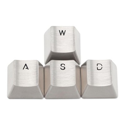 Teamwolf Stainless Steel MX Keycap Silver Metal WASD Light Through Backlit