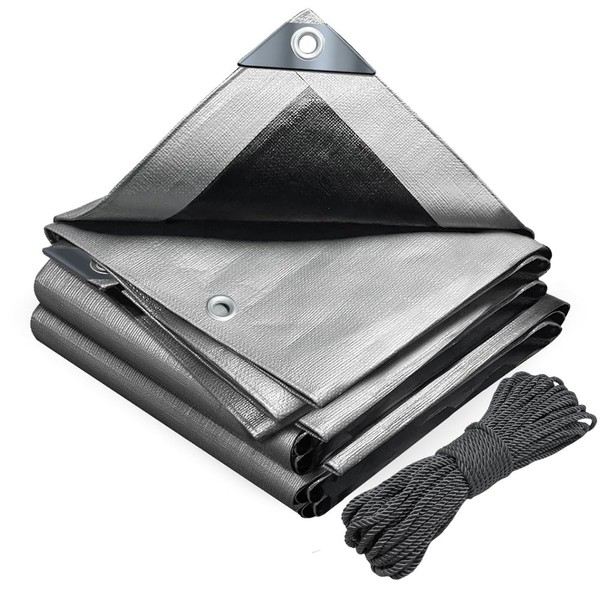 Vounot® 3X4M Wasserdichte Abdeckplane 180G/M² Mit ÖSen ReißFest Grau-image