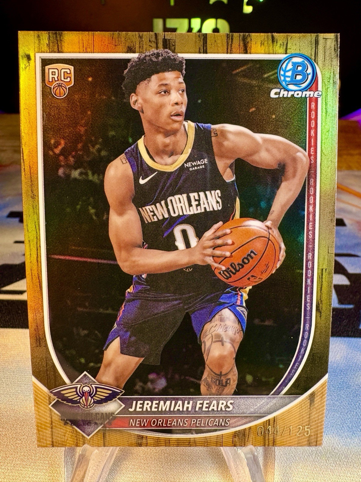 2025-26 Jeremiah Fears Bowman Chrome Floorboard Refractor /125 Rookie Card #BCV7