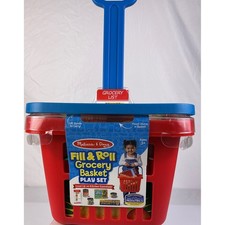 Melissa Doug Fill Roll Grocery Basket Play Set 11 Pieces Pretend Play Ages 3 