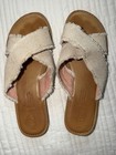 TOMS Beige Canvas Fringe Crisscross Slide Sandals Slip On Women’s US 8 — photo 1
