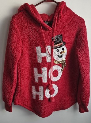 Junior Ladies Medium Santa Sequin Holiday Top Miss Chievous Christmas
