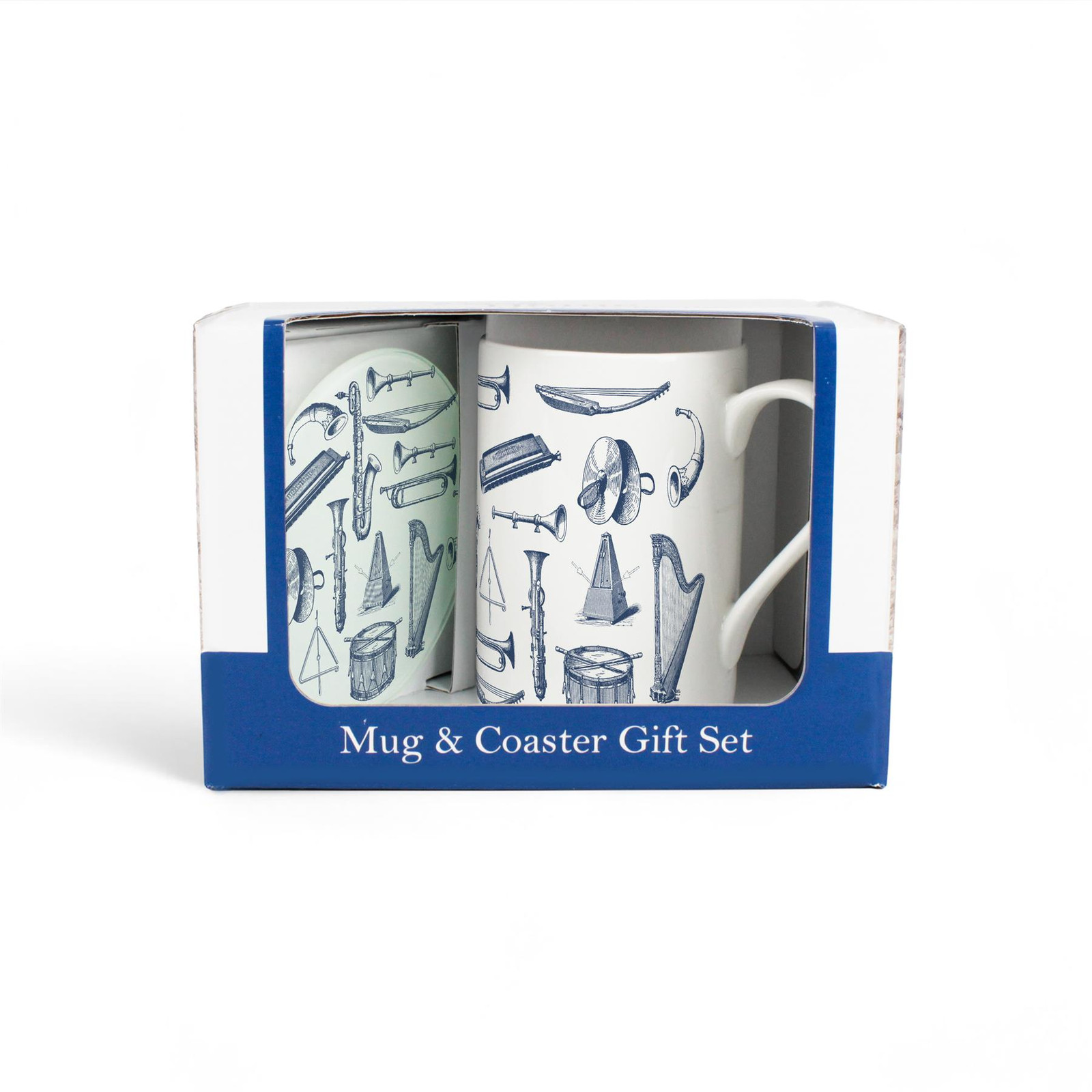 Instruments Mug & Coaster Gift Set - Vintage Hobbies Presents for Musicians