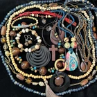 Costume Jewelry Lot Vintage To Now, Wooden Brown,  22 Items - Good Wearable