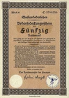 Marriage loan - demand coverage certificate, Berlin, 1933 (50 RM) - unpunched!