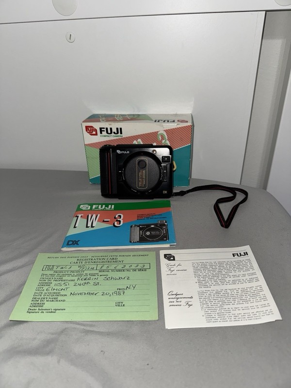 Used W/ Box Film Tested Works FUJI TW-3 DX TeleWide Half Frame Film Camera