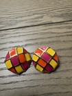 Vintage Monet Color Block Enamel Earrings Gold Tone Geometric Clip On NOS 1980s — photo 1