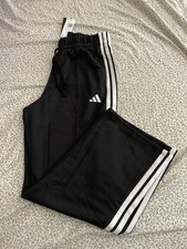 adidas women Essentials 3-Stripes Open Hem French Terry Pants High Waist Size L