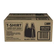 Black T-Shirt Carryout Bags, 11.5" x 6.5" x 22" 1000 ct. Free Shipping