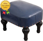 Small Foot Stool for Living Room Brown Leather Stool Vintage Upholstered