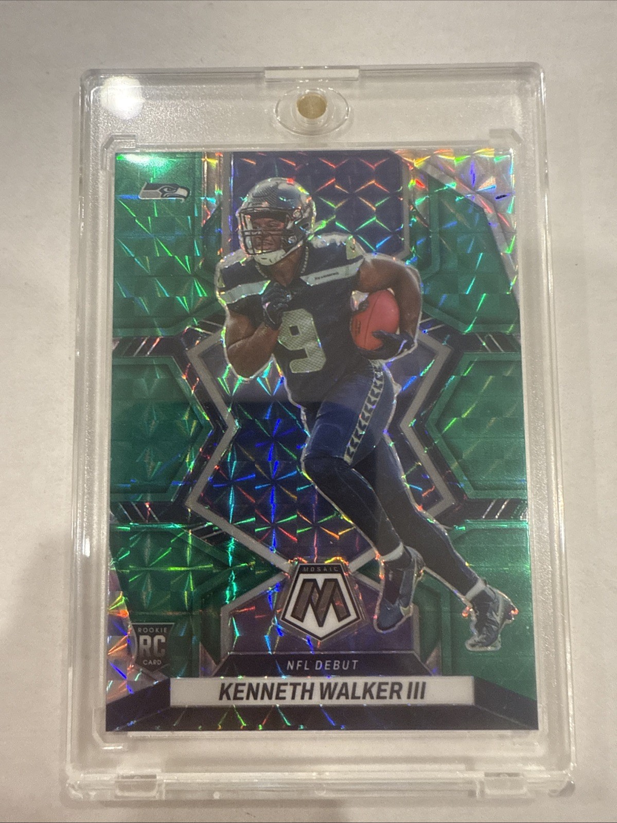 2022 Panini Mosaic Rookies Kenneth Walker III #308 Green Mosaic Prizm (RC)