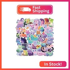 50 Pcs Cute Cat Sticker Pack, Cartoon Starry Sky Cats Animals
