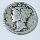 1942 D MERCURY DIME *90% SILVER, Circulated Coin, Free Shipping #6679