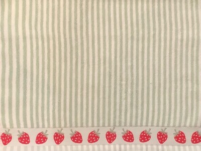 Double hanging kitchen towel Strawberries fruit crocheted green top
