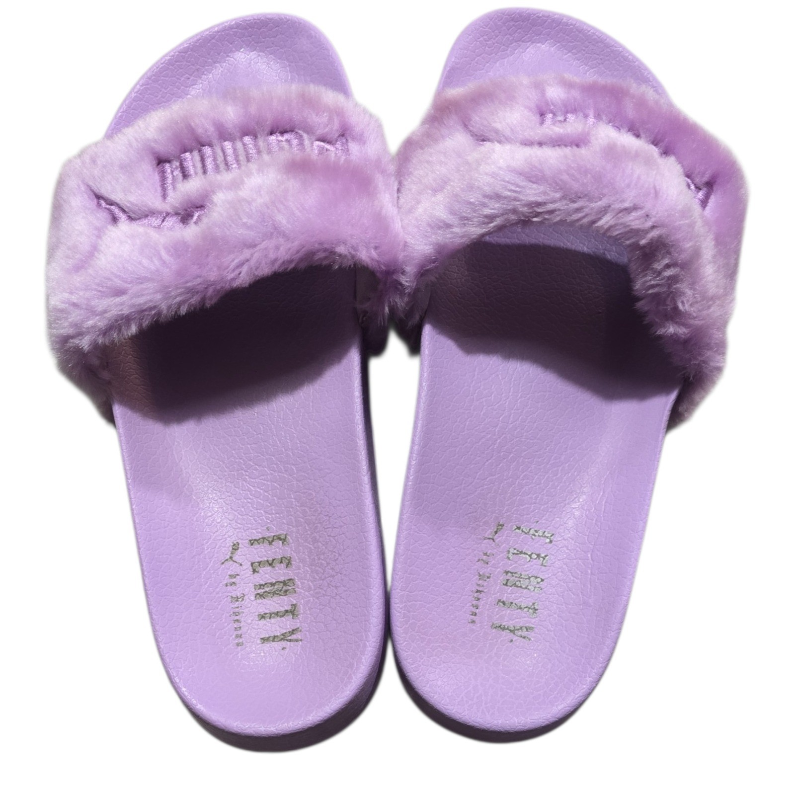 PUMA x Fenty by Rihanna Fur Slides Orchid Bloom Purple Womens 7.5 Faux Fur image 4