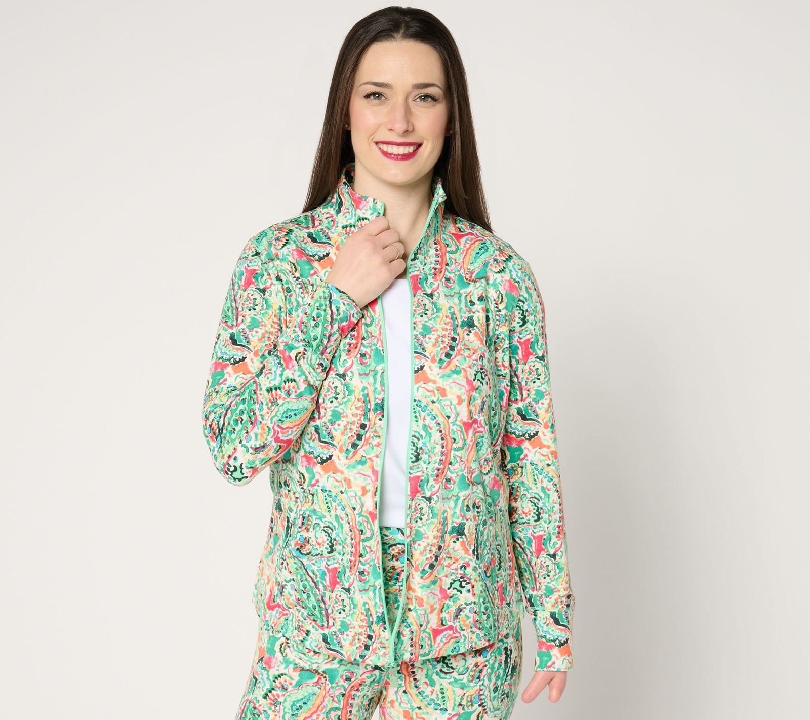 Belle by Kim Gravel Women's Jacket Sz M Body Water Paisley Multi-colored A679973