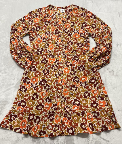 Cabi Daydream Dress Women Medium Floral Button Down Ruffle Pockets Career Casual