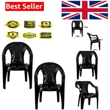 Plastic Garden Chairs - Black - Set of 2