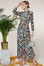 Rixo Lucy Floral Tulip Silk Multi Silk Dress Size S