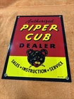 Box 5-#16NOS Vintage Porcelain Enameled Heavy Metal Piper Cub Dealer 12”x9”Sign