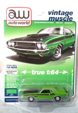 Auto World Vintage Muscle 1970 Dodge Challenger T/A Green 1:64 Rubber Tires