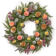 Christmas Classic Holiday Lane Sugar Fruit & Pinecone 24" Glittering Wreath NIB