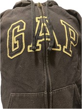 GAP Girls Black Fleece Full Zip Hoodie, Logo Accents, Pockets, Size S.Navy Blue