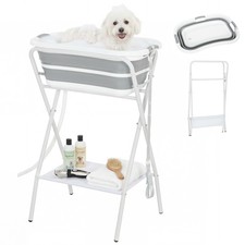 Dog Bath Tub Dog Washing Station Elevated Foldable Gray