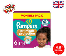 Pampers Premium Protection Soft Baby Size 6 Nappy 13+Kg Monthly Pack 144 Nappies 0.42 per nappy